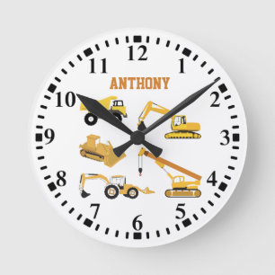 Reloj Redondo Mediano Camiones de construcción personalizados niños alre
