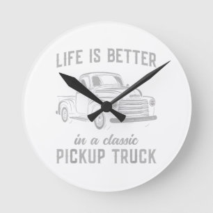 Reloj Redondo Mediano Camioneta Clásica Tipo Vintage