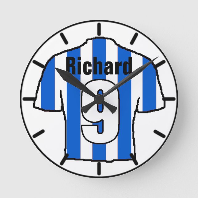 Reloj Redondo Mediano Camisas de hinchas de fútbol a personalizar. (Anverso)
