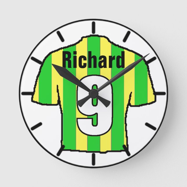 Reloj Redondo Mediano Camisas de hinchas de fútbol a personalizar. (Anverso)