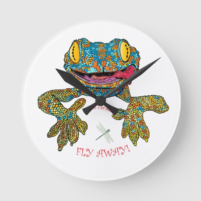 Reloj Redondo Mediano Camiseta con lagarto personalizado (Anverso)