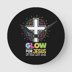 Reloj Redondo Mediano Camiseta de cruz cristiana Glow for Jesus Jesús Cr