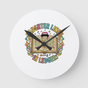 Reloj Redondo Mediano Camiseta de Humor Inteligente – Líneas de Risa en