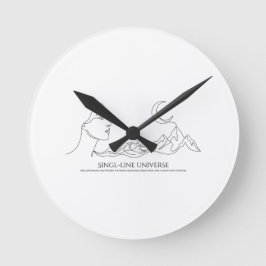 Reloj Redondo Mediano Camiseta de impresión de arte de una línea minimal