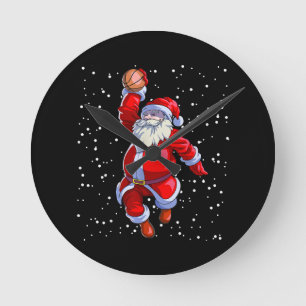 Reloj Redondo Mediano Camiseta de Navidad de Baloncesto Hombres Chicos B