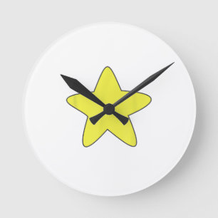 Reloj Redondo Mediano Camiseta de vientre de estrella amarillo brillante
