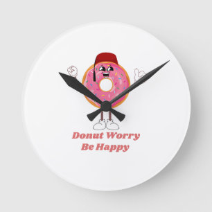 Reloj Redondo Mediano Camiseta Divertida de Donut – No te Preocupes Sé F