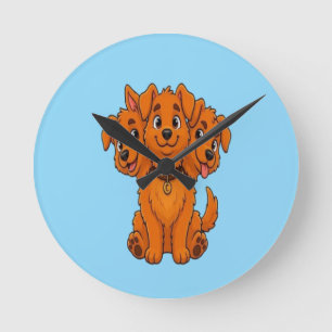 Reloj Redondo Mediano Camiseta divertida para niños con perro de dibujos