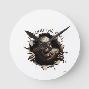 Reloj Redondo Mediano Camiseta Manga Larga Zombie Más Allá de la Pared
