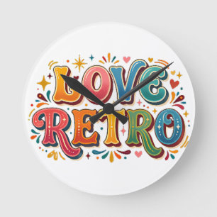 Reloj Redondo Mediano Camiseta Retro Love Vintage Heart & Groovy Estétic