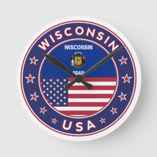 Reloj Redondo Mediano Camiseta Wisconsin,