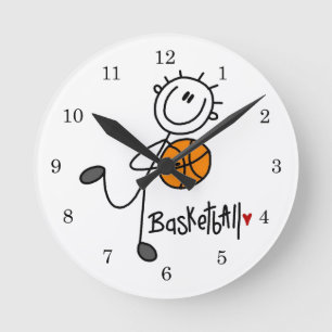 Reloj Redondo Mediano Camisetas y regalos básicos de baloncesto con figu