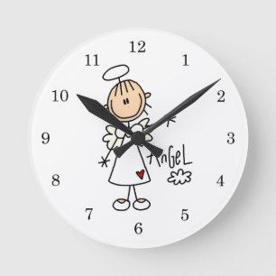 Reloj Redondo Mediano Camisetas y regalos de ángel con figuras de palito