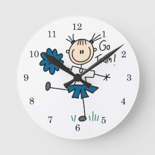 Reloj Redondo Mediano Camisetas y regalos de animadora del equipo Go Blu