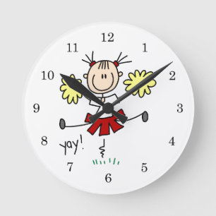 Reloj Redondo Mediano Camisetas y regalos de animadoras rojas y amarilla