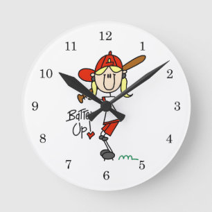 Reloj Redondo Mediano Camisetas y regalos de béisbol para niñas Batter U