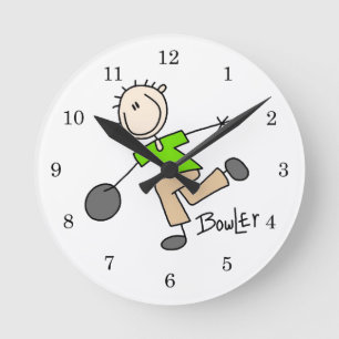Reloj Redondo Mediano Camisetas y regalos de bolos con figura de palo ma