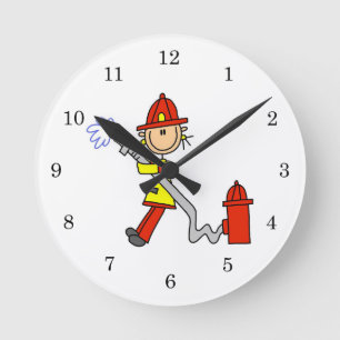 Reloj Redondo Mediano Camisetas y regalos de bombera con manguera