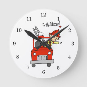 Reloj Redondo Mediano Camisetas y regalos de bombero al rescate