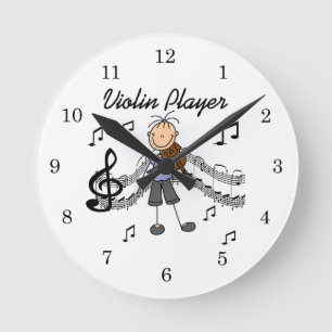 Reloj Redondo Mediano Camisetas y regalos de niña figura de palo tocando