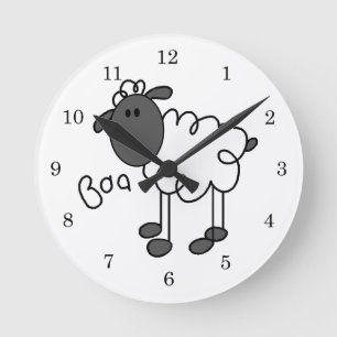 Reloj Redondo Mediano Camisetas y regalos de ovejas con figuras de palit
