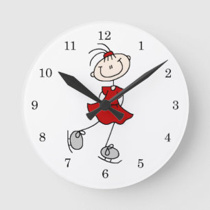 Reloj Redondo Mediano Camisetas y regalos de patinadora sobre hielo con