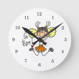 Reloj Redondo Mediano Camisetas y regalos de porrista con figura de palo