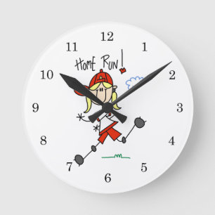 Reloj Redondo Mediano Camisetas y regalos de softball para niñas Home Ru