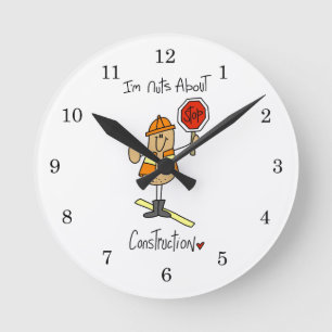 Reloj Redondo Mediano Camisetas y regalos locos de construcción