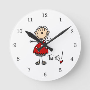 Reloj Redondo Mediano Camisetas y regalos para futuras mamás de gemelos