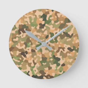 Reloj Redondo Mediano Camo - Naranja verde marrón negro