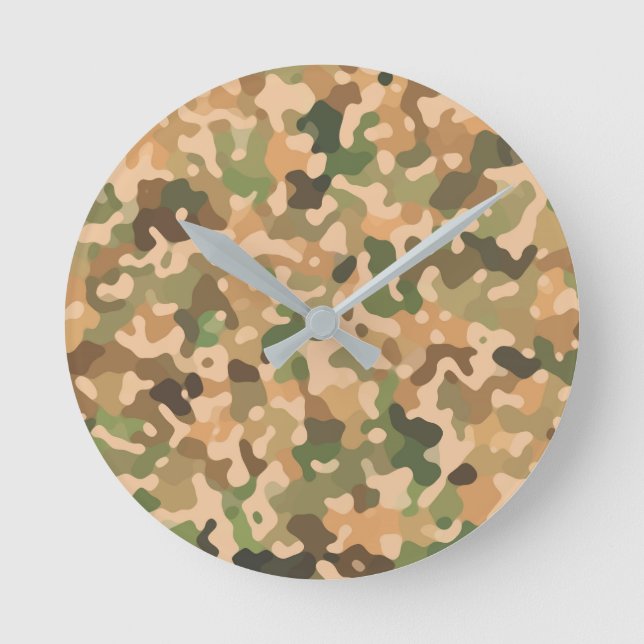 Reloj Redondo Mediano Camo - Naranja verde marrón negro (Anverso)