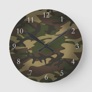 Reloj Redondo Mediano Camo verde polvoriento