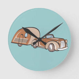Reloj Redondo Mediano Camper vintage y Auto