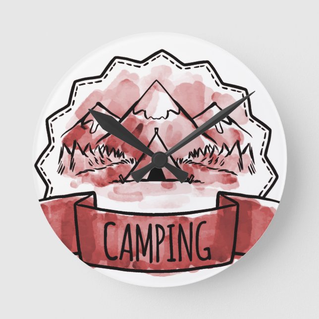 Reloj Redondo Mediano Camping Badge (Anverso)