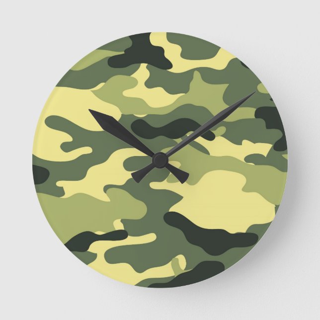 Reloj Redondo Mediano Camping Camo Caza Camuflaje Verde (Anverso)