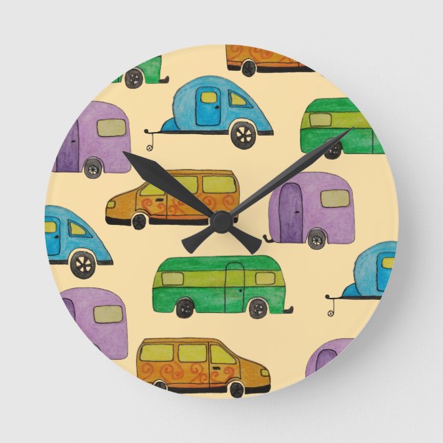 Reloj Redondo Mediano Camping caravans (Anverso)