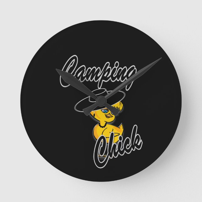 Reloj Redondo Mediano Camping Chick #4 (Anverso)