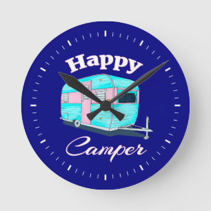 Reloj Redondo Mediano Camping Happy Camper Trailer