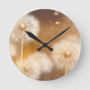Reloj Redondo Mediano Campo de Luz Cálida de Diente de León