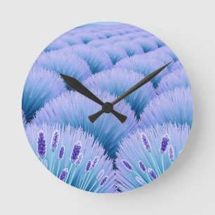 Reloj Redondo Mediano Campos de lavanda soñadores estética púrpura azul