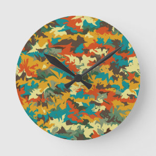 Reloj Redondo Mediano camuflaje abstracto multicolor