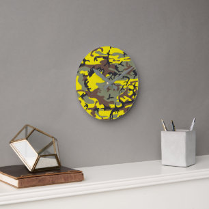 Reloj Redondo Mediano Camuflaje amarillo y marrón, ejército