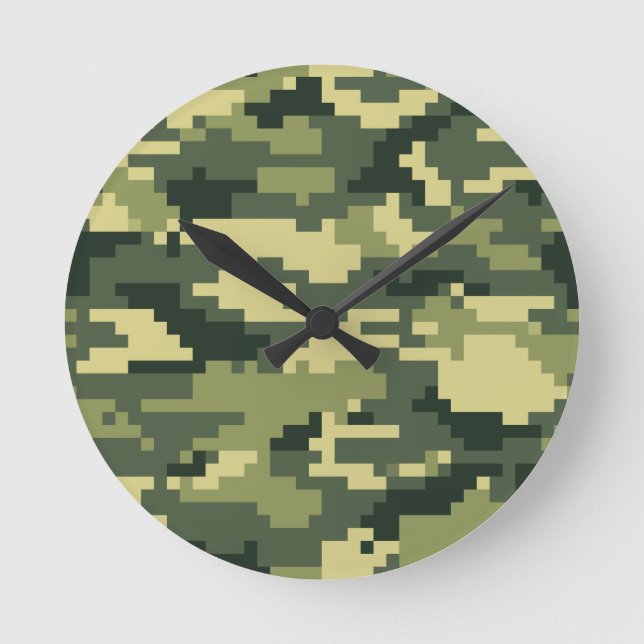 Reloj Redondo Mediano Camuflaje/Camo del arbolado de 8 del pedazo (Anverso)