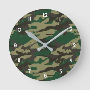 Reloj Redondo Mediano Camuflaje de los bosques