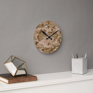 Reloj Redondo Mediano Camuflaje del desierto con guijarros, militares, e