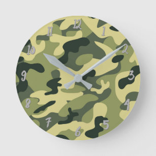 Reloj Redondo Mediano Camuflaje del Ejército Verde Personalizado