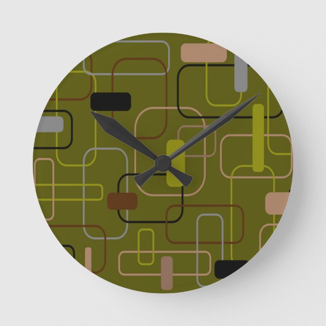 Reloj Redondo Mediano Camuflaje moderno de mediados de siglo (Anverso)