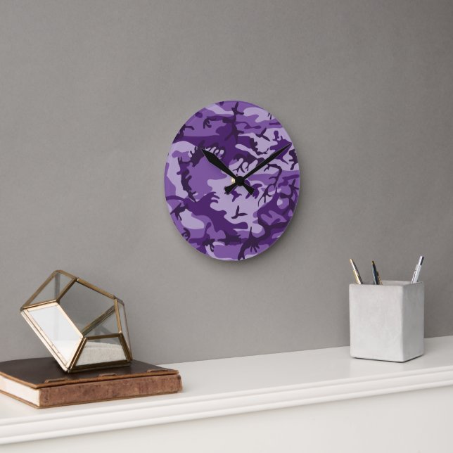 Reloj Redondo Mediano Camuflaje morado, ejército (Oficina)