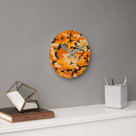 Reloj Redondo Mediano Camuflaje naranja, militar, ejército